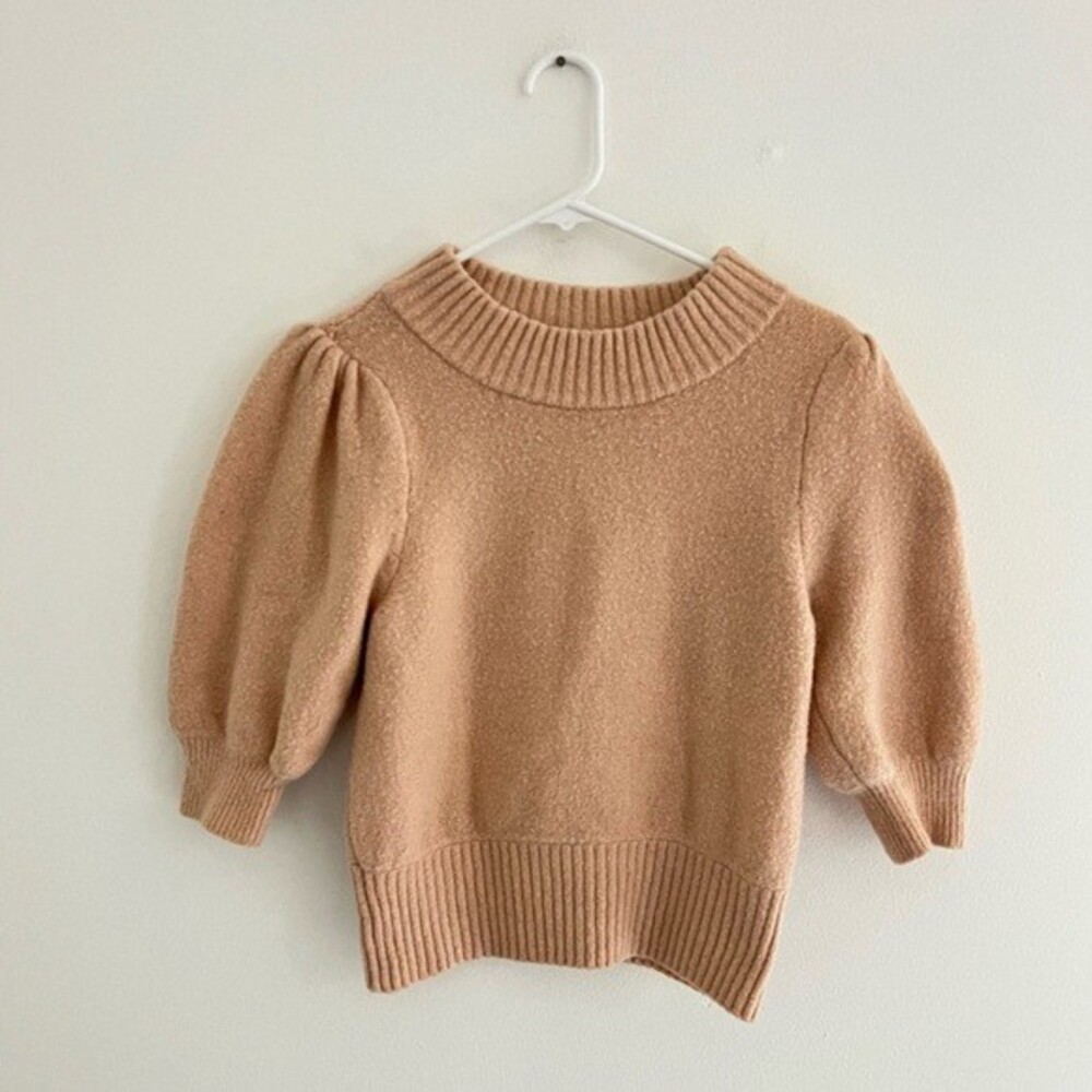 Free People Fuzzy Knit Short Sleeve Cropped Sweater Top Medium